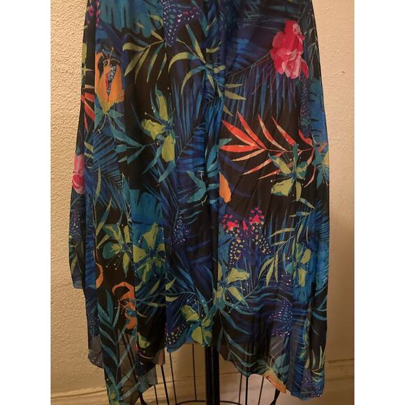 Blue Halter V-neck Tankini Flowing Swimdress Top NWT Size M - Picture 5 of 8